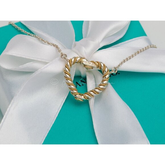Tiffany & Co. Necklace Twisted Heart Rope Pendant 18k & Silver - Picture 7 of 9